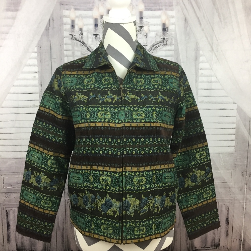 Zip Front Tapestry Jacket Size PS